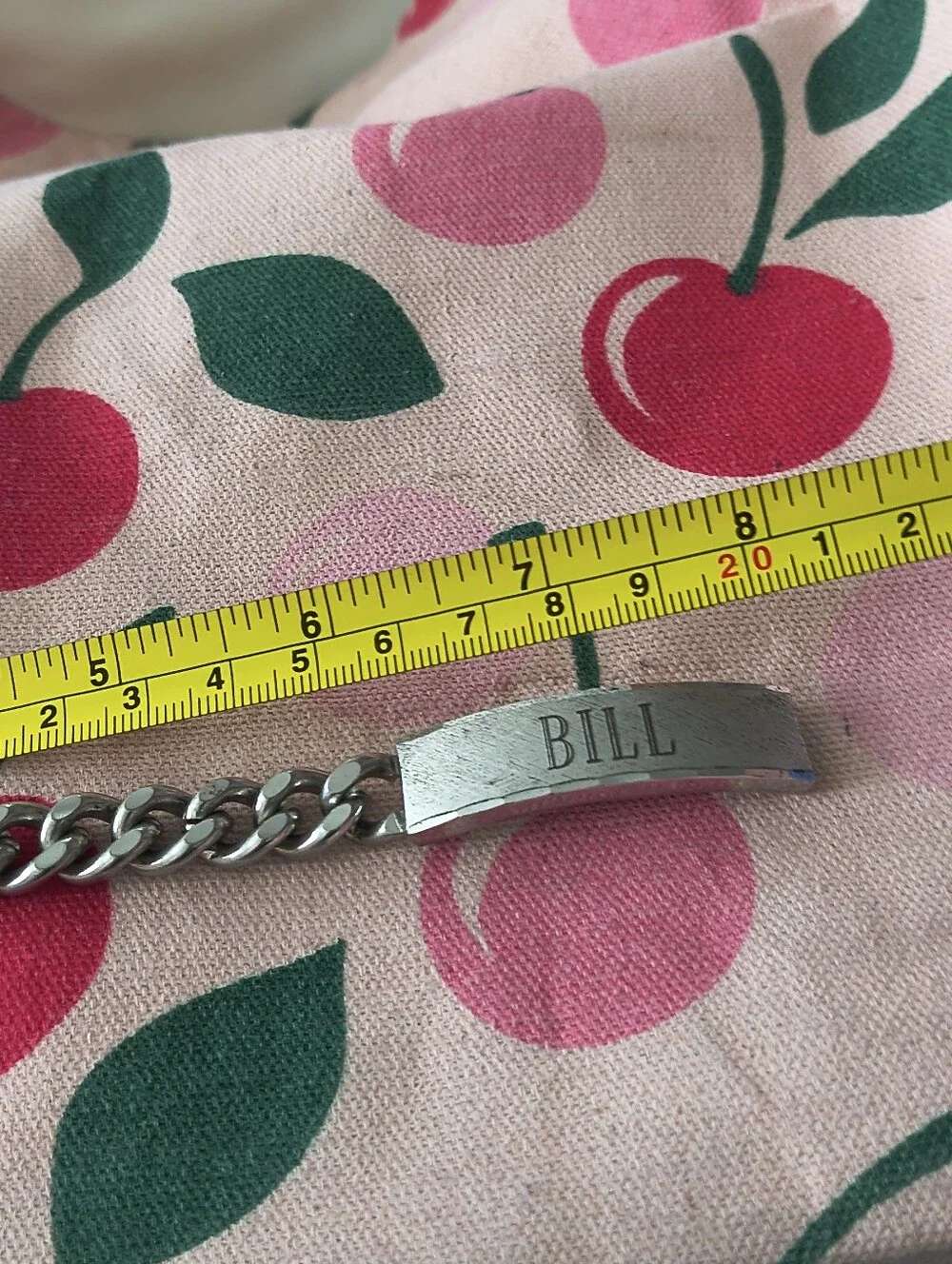 Men's Sterling Silver And Stainless Steel 'Bill' Name ID Bracelet. Estate Find